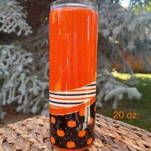 NEW Halloween Pumpkin Custom Orange Glitter Stainless Steel Insulated Tumbler